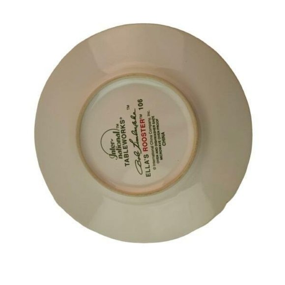 Ella's Rooster Bob Timberlake 2.5" Flat Cup & Saucer Set of 4 Checkered Rim - Picture 10 of 11